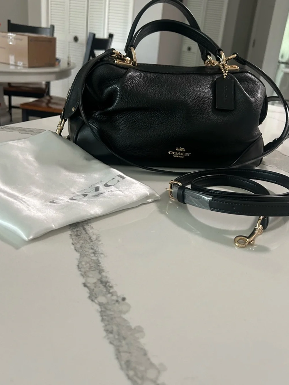 EUC Coach Lane Black Leather Satchel With Gold-Tone Hardware Dustbag Included - Picture 9 of 16